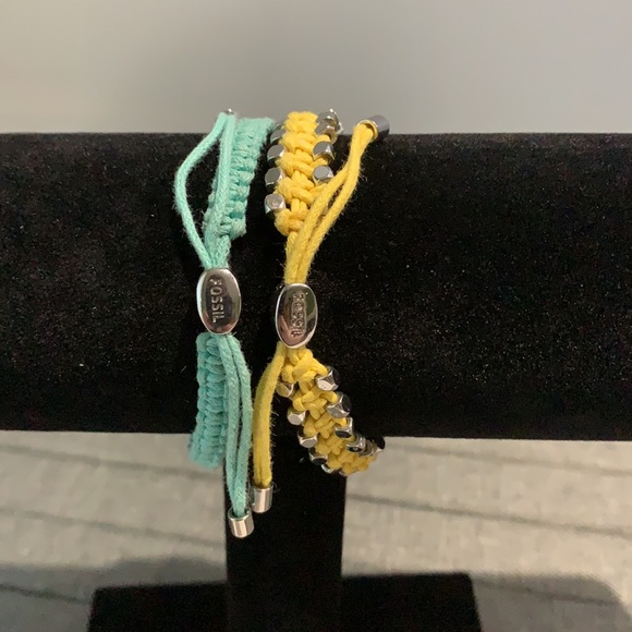 FOSSIL woven bracelets. Yellow and blue bundle - Picture 3 of 3